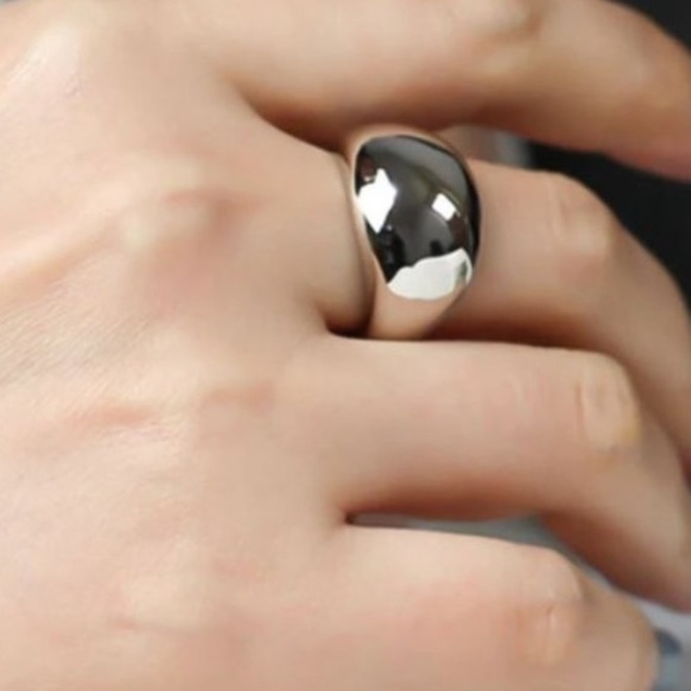 Minimalist 925 Sterling Silver Dome Ring Thick Chunky Statement Modern Ring